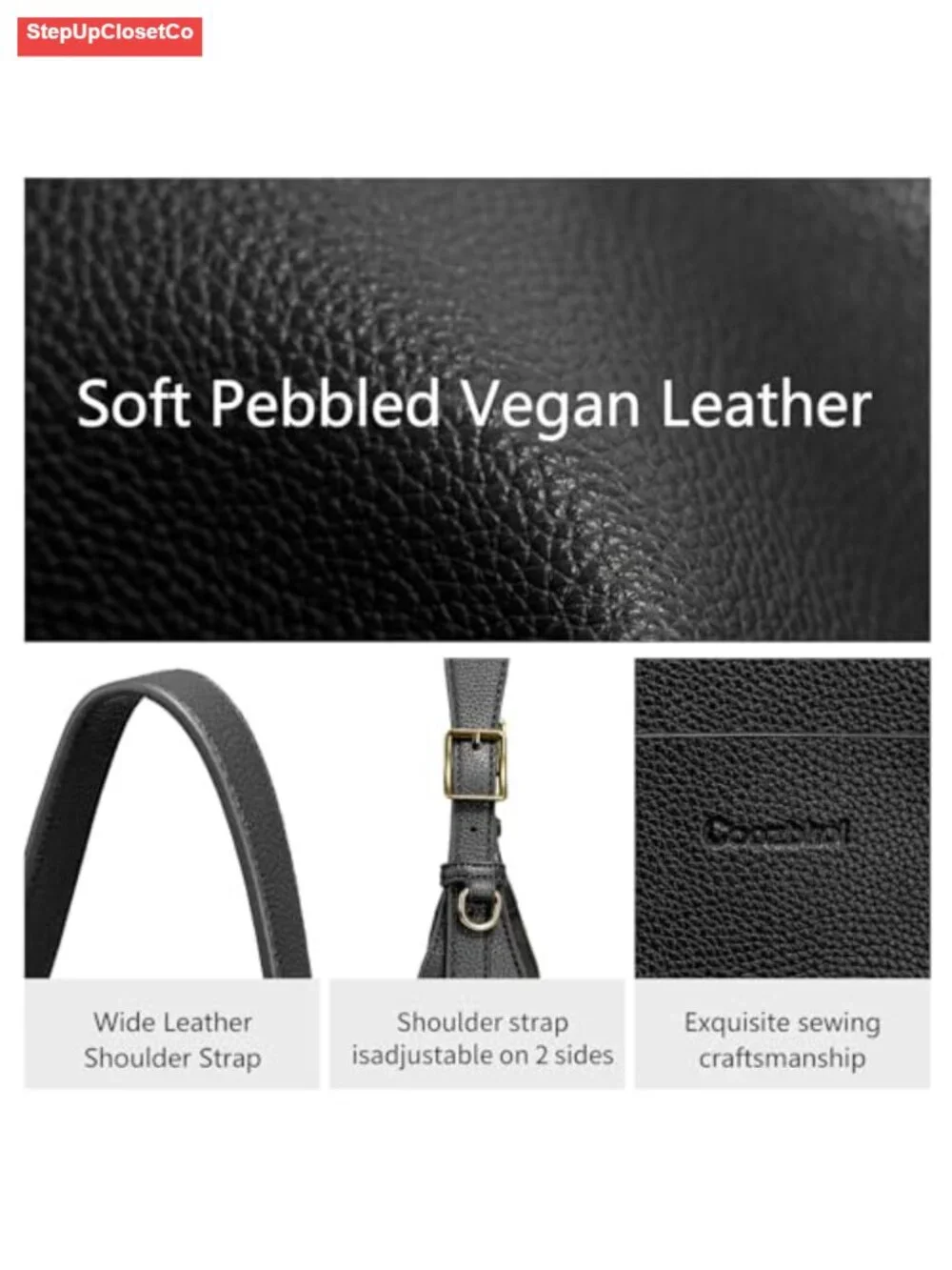 Slouchy Hobo Bag Women Vegan Leather Shoulder Tote Adjustable Strap